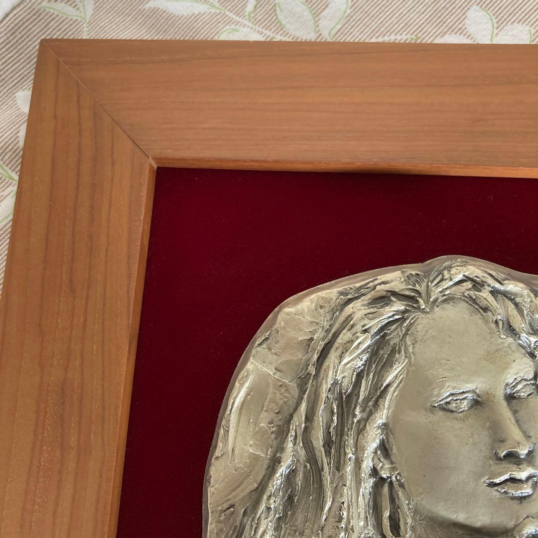 彫刻家 朝倉響子 レリーフ 「晨」 1990 額入 ◆父は東洋のロダン 朝倉文夫