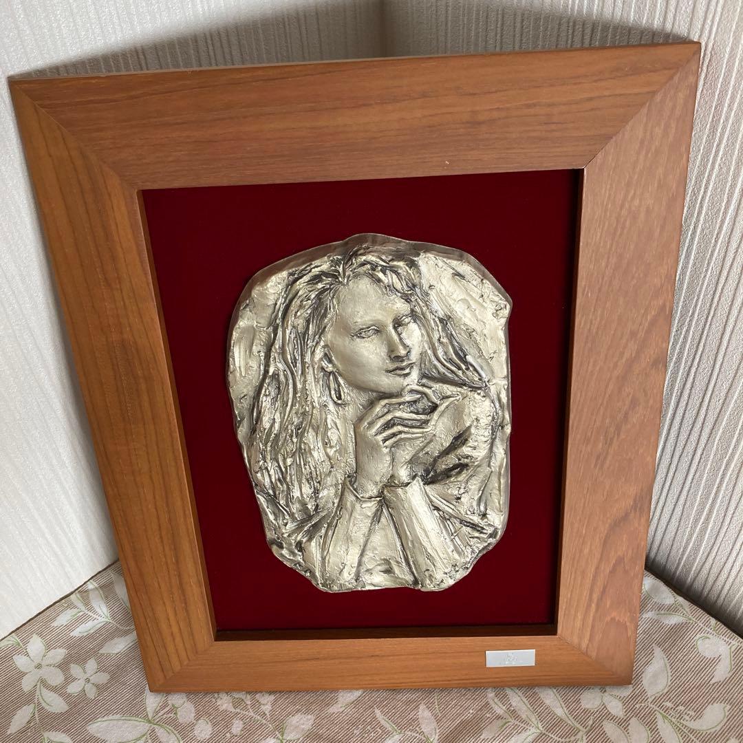 彫刻家 朝倉響子 レリーフ 「晨」 1990 額入 ◆父は東洋のロダン 朝倉文夫