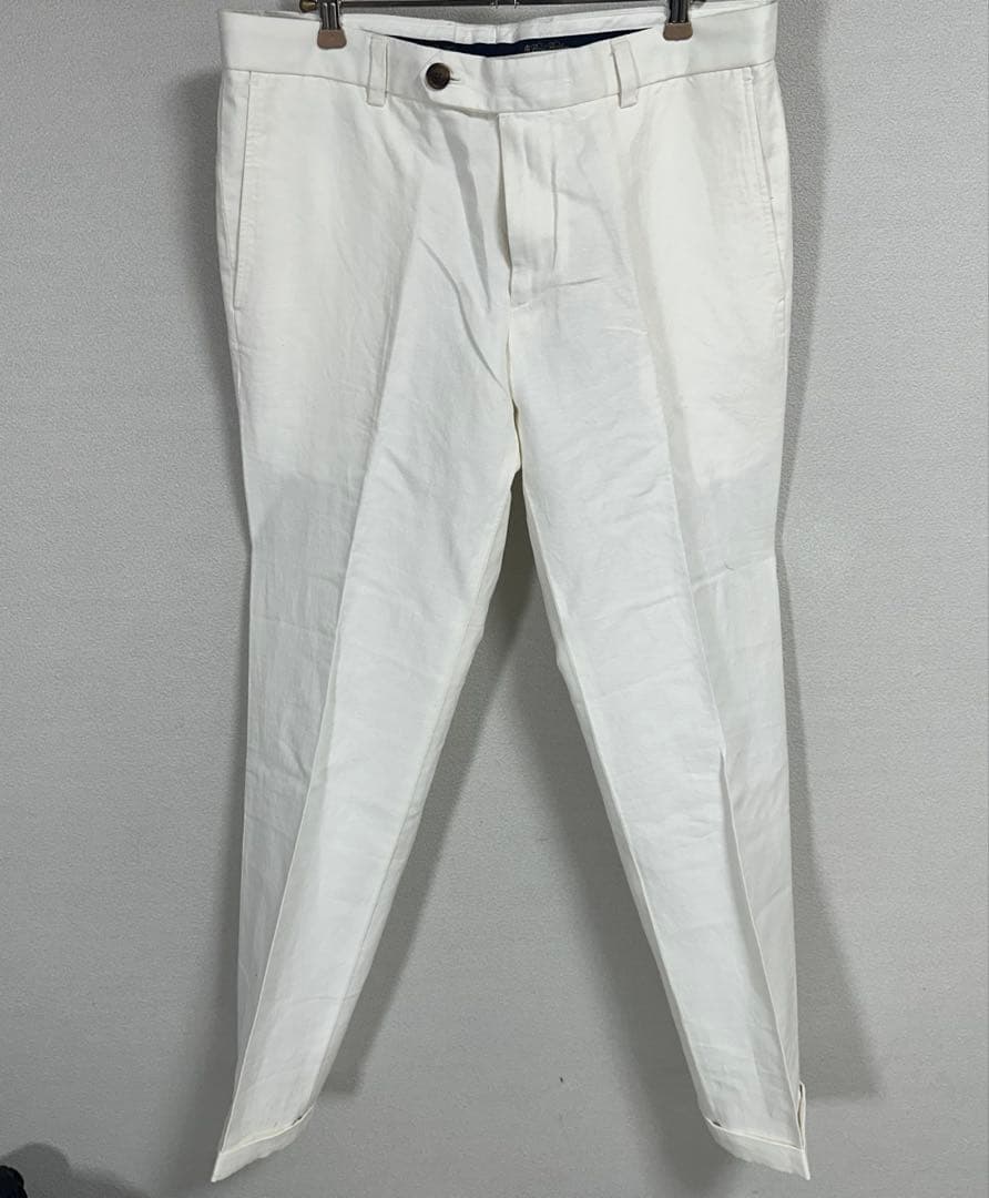 ブルックスブラザーズ 麻 リネンスラックス チノパン W33 白 ホワイト