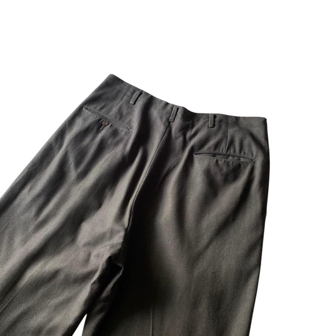 60s US vintage ウールギャバジン ワンタック ワイドスラックス