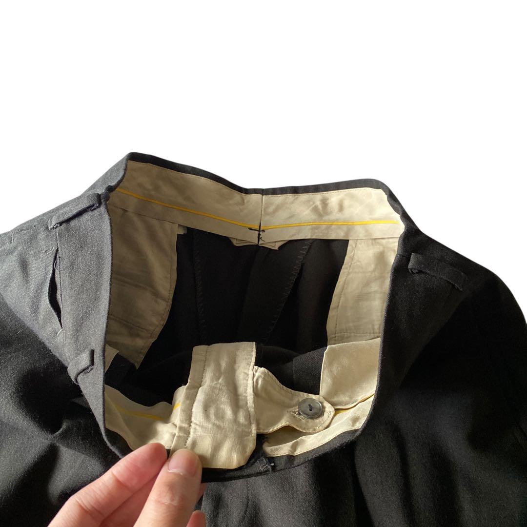 60s US vintage ウールギャバジン ワンタック ワイドスラックス