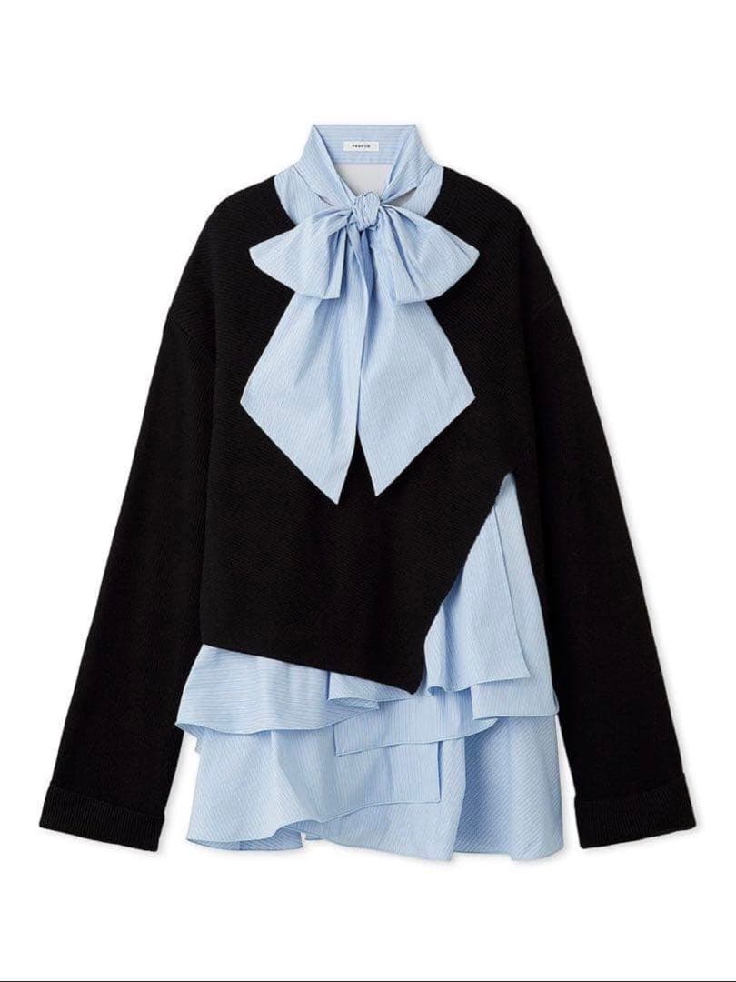 FRAY I.D. リボンタイコンビニットチュニック フレイアイディー BLK