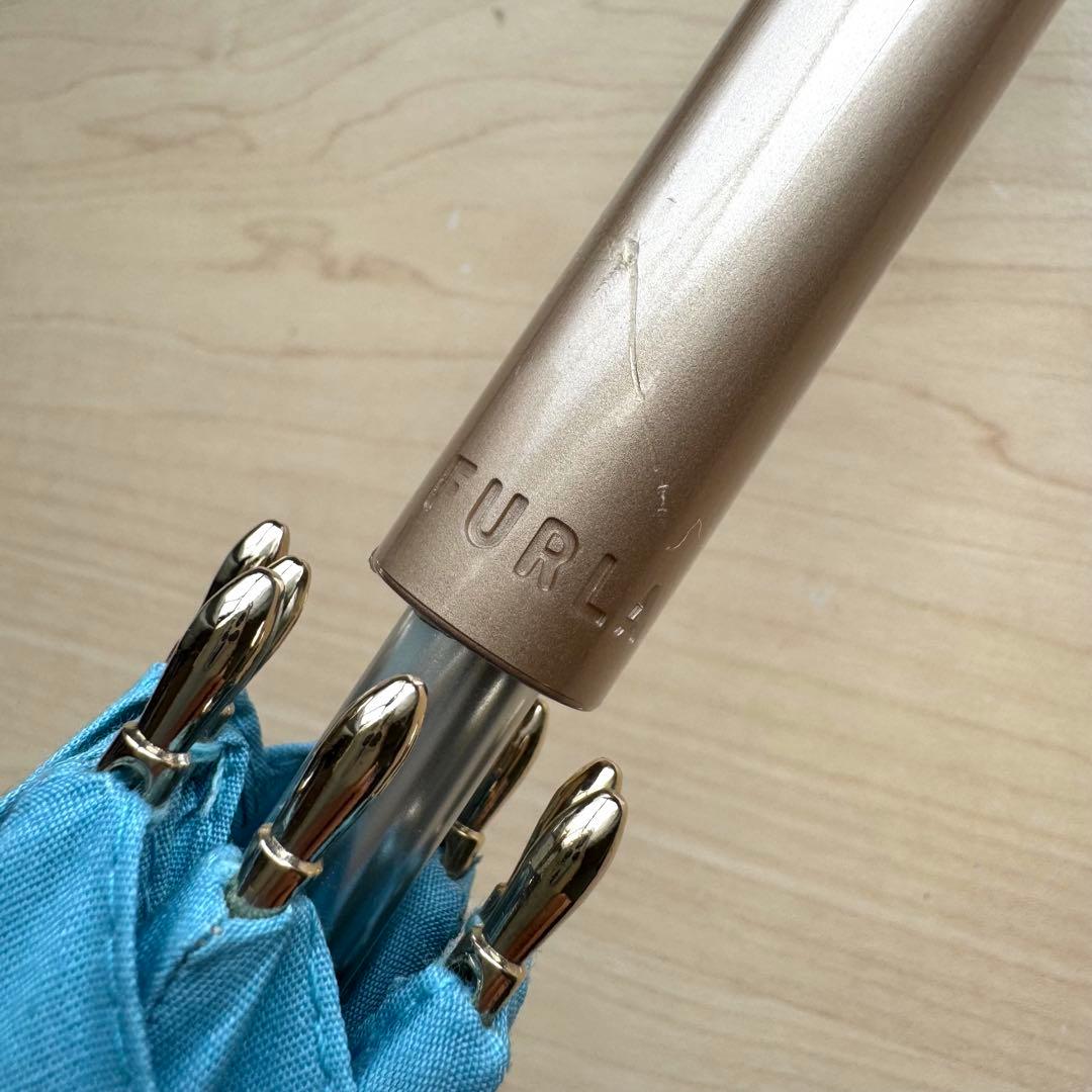 ★新品★フルラ　晴雨兼用　日傘　長傘　１級遮光　スライド式　ベージュ×ブルー