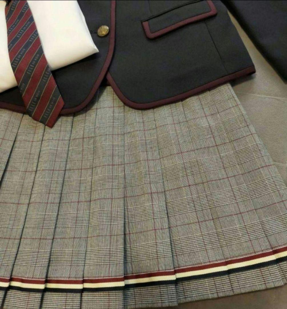 【美品】エル　卒服　卒業式　165　フォーマルスーツ　ネイビー　グレンチェック