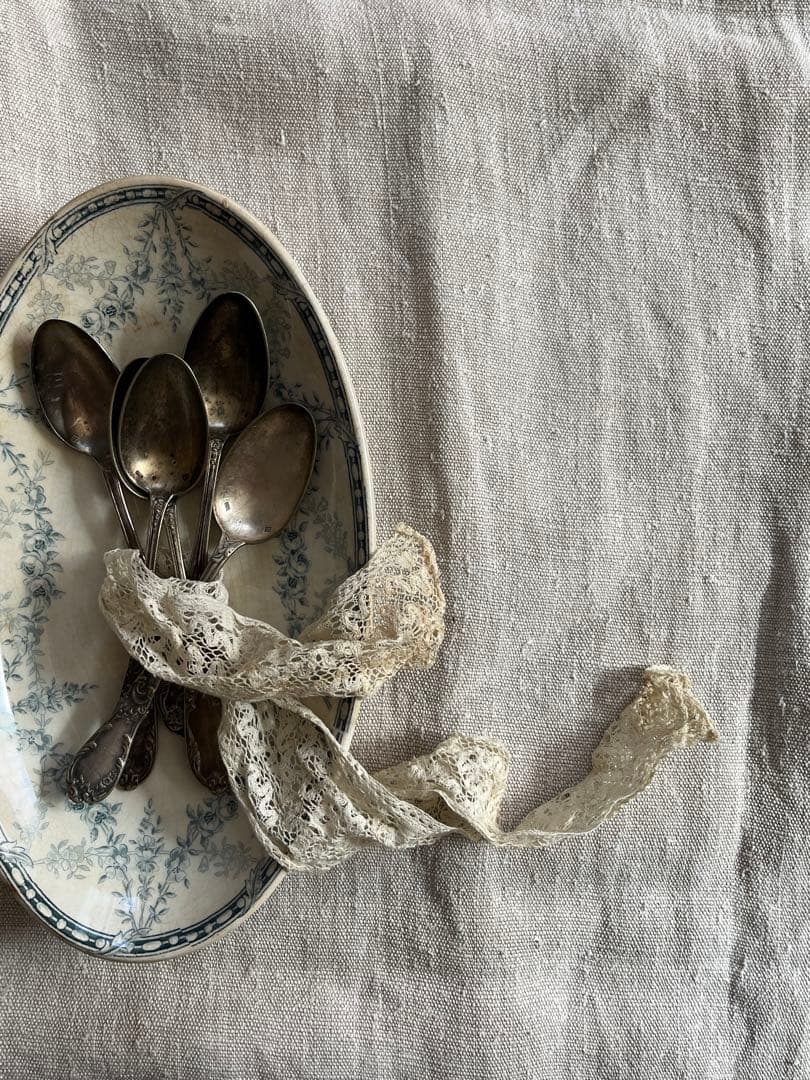 ◆最終SALE◆フランスアンティーク銀5本刻印ティースプーンデザート白銀シルバー