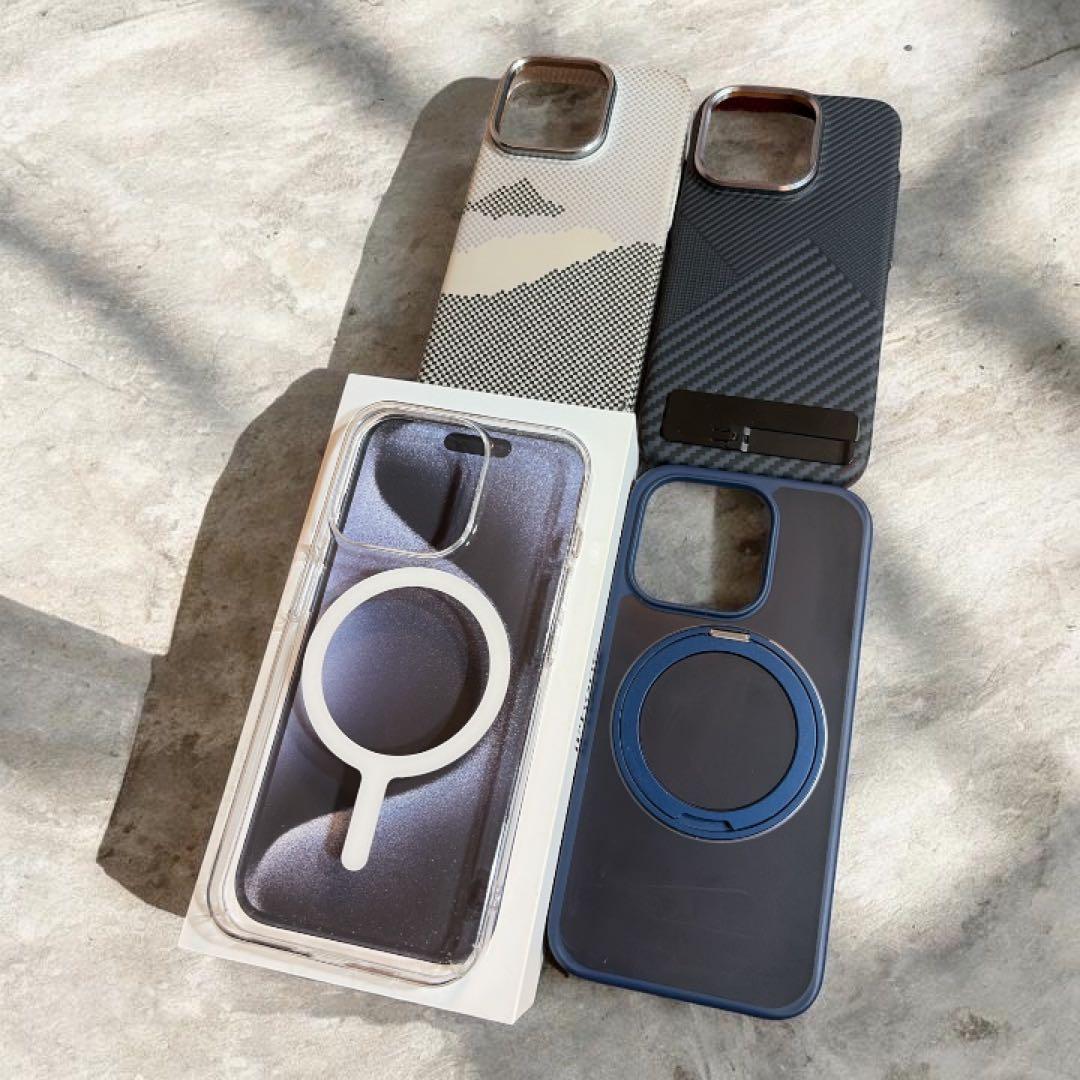 【美品】iPhone15Pro ブルーチタニウム ケース4種＆フィルム おまけ有