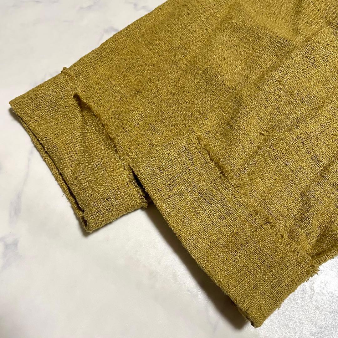 ヨーガンレール 絹 シルク ネップ カーディガン マスタードイエロー フリンジ