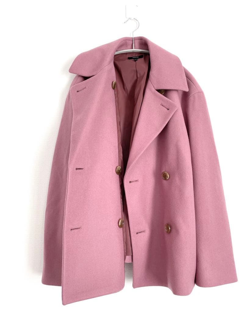 Theory セオリー ラムウール メルトン ピーコート ピンク Pコート