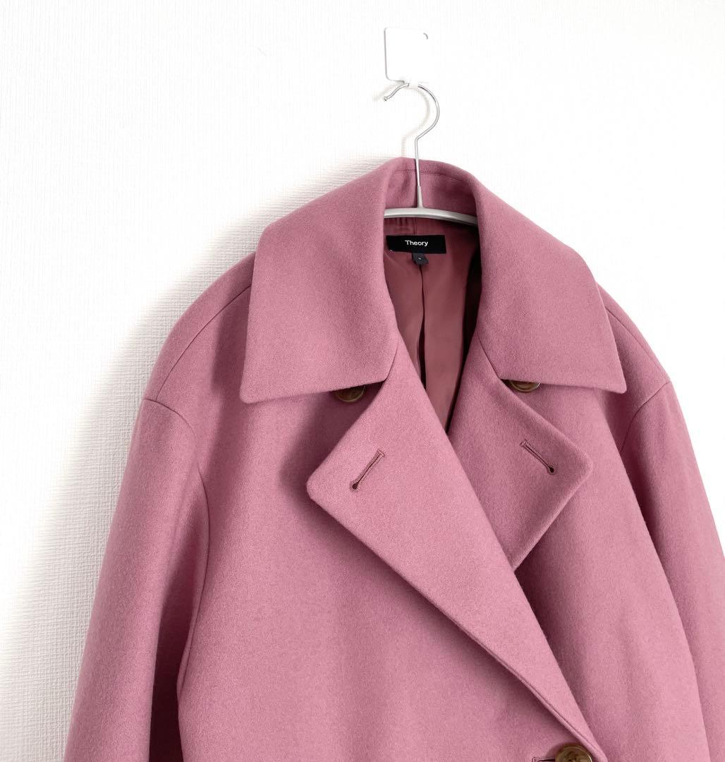 Theory セオリー ラムウール メルトン ピーコート ピンク Pコート
