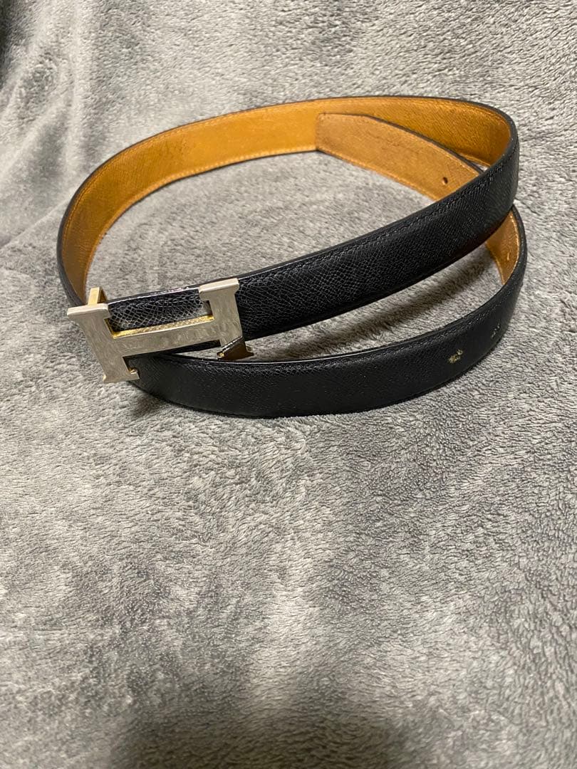 HERMES H型バックル ブラックレザーベルト