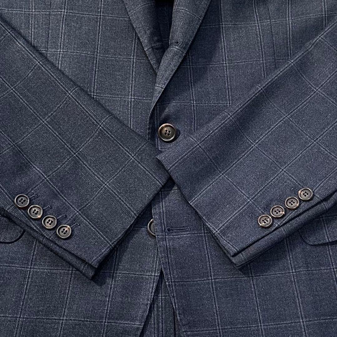 ブルネロクチネリ 最高峰ヴァージンウール ペンチェック 濃紺 XXL相当 54