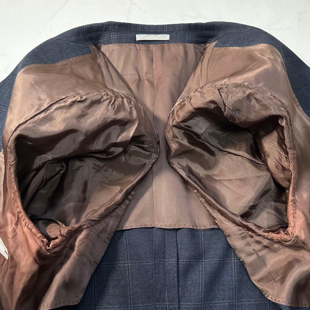 ブルネロクチネリ 最高峰ヴァージンウール ペンチェック 濃紺 XXL相当 54