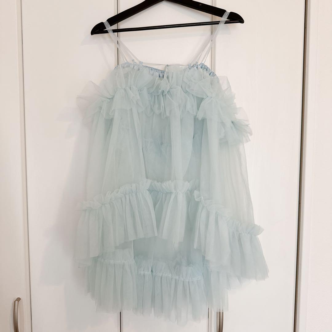 J1U by LABELLE ETUDEチュールボリュームフリルチュニック水色