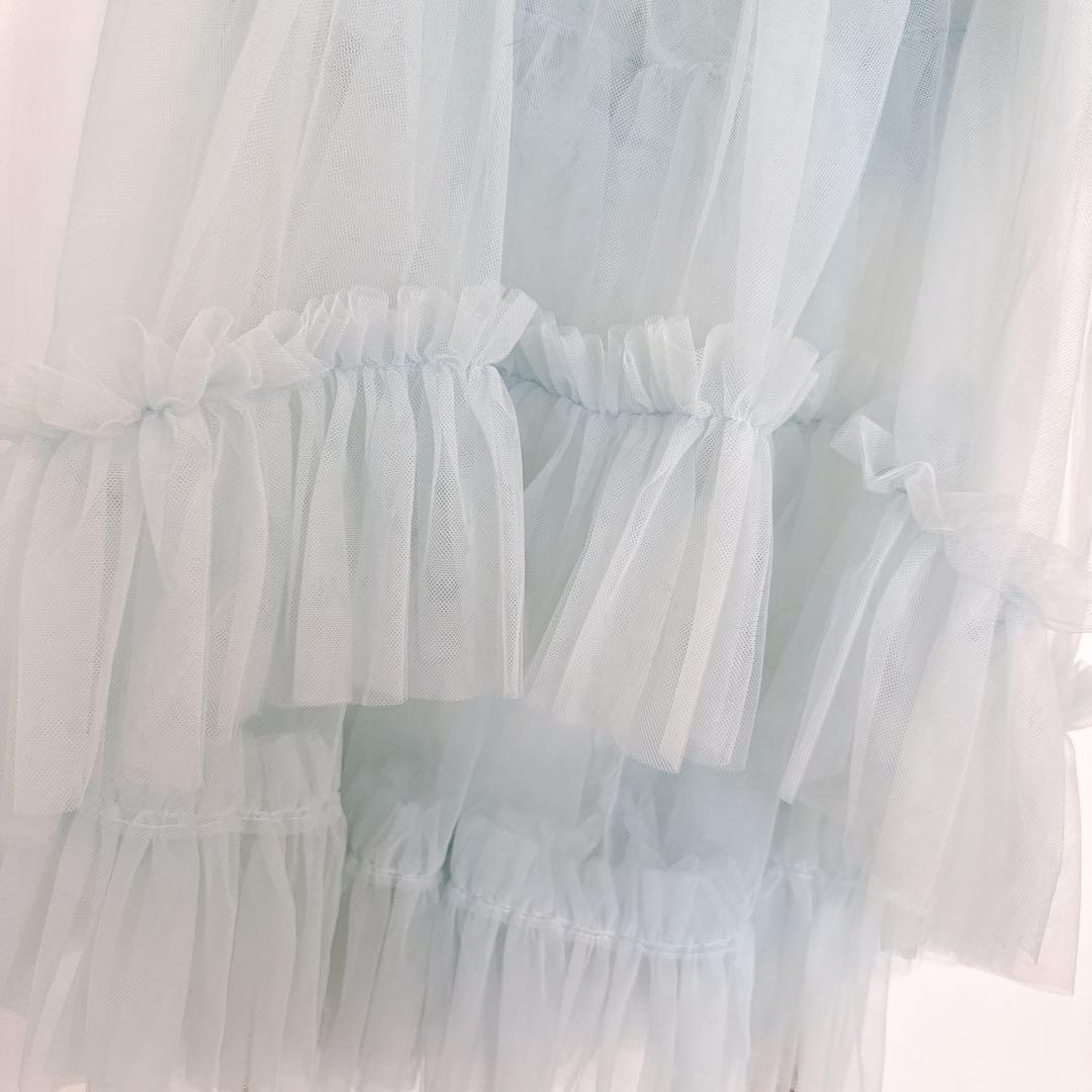 J1U by LABELLE ETUDEチュールボリュームフリルチュニック水色