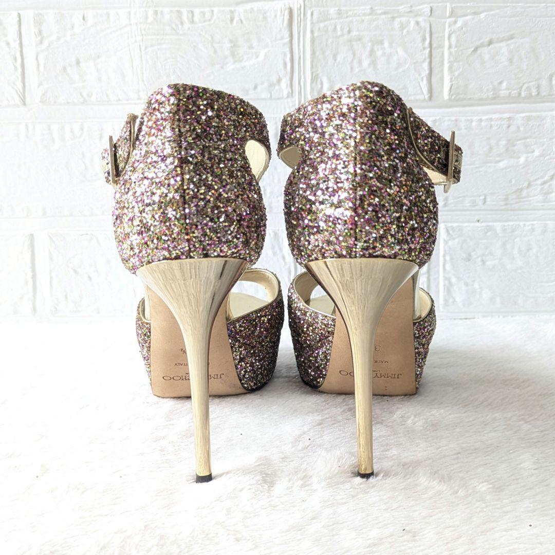 ✨JIMMY CHOO✨Tストラップ グリッターサンダル 37½