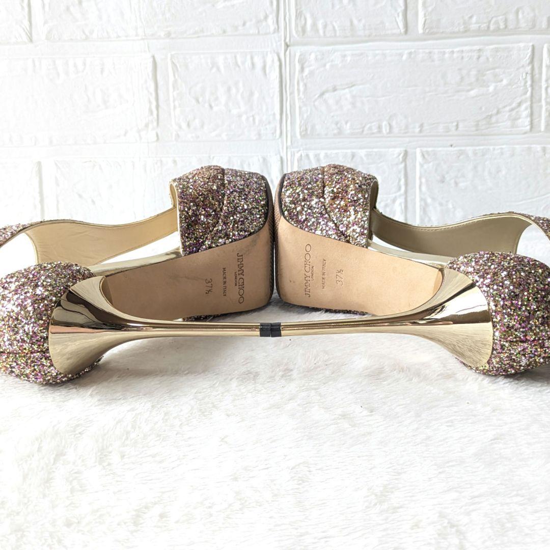 ✨JIMMY CHOO✨Tストラップ グリッターサンダル 37½