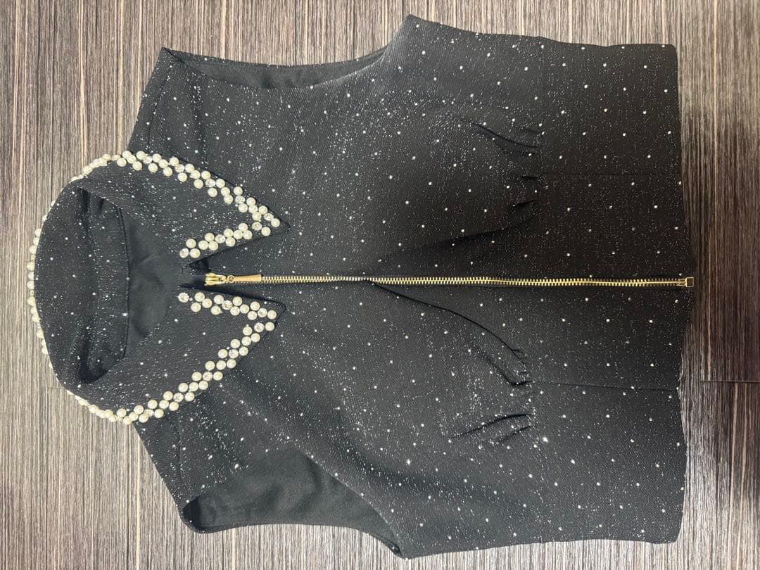 美品 パール襟フロントジップセットアップタイトミニドレス 即購入⭕️ 早い者勝ち✨