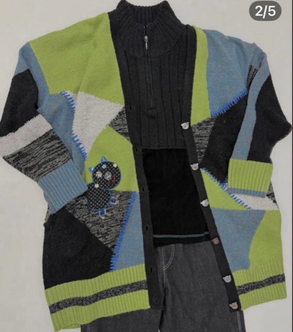 新品アルベロベロブタちゃんロングニットカーディガン&タートルネックウォーマー