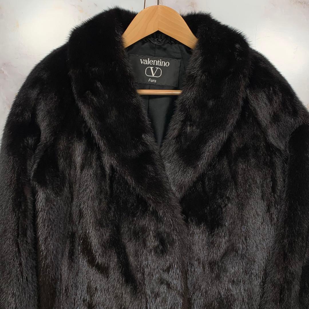 裾幅135㎝ Valentino ヴァレンティノ ブラックグラマ ミンクコート