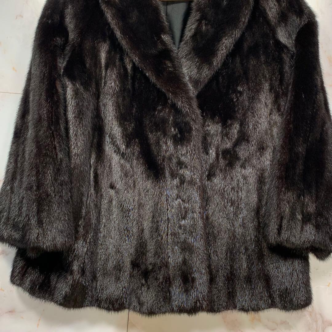 裾幅135㎝ Valentino ヴァレンティノ ブラックグラマ ミンクコート