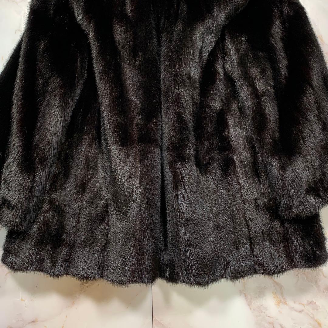 裾幅135㎝ Valentino ヴァレンティノ ブラックグラマ ミンクコート