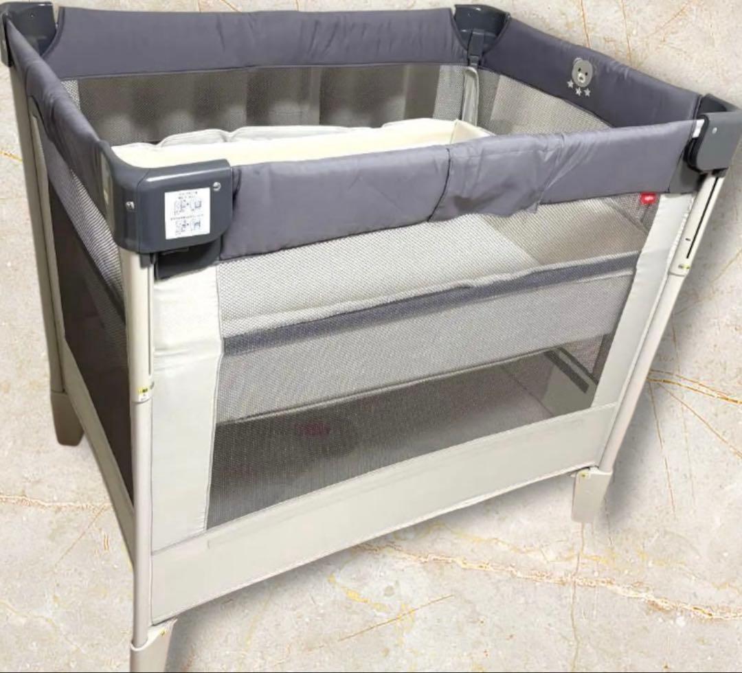 土日お値下げ中！美品Aprica ココネルエアーAB グレーベアー ベビーベッド