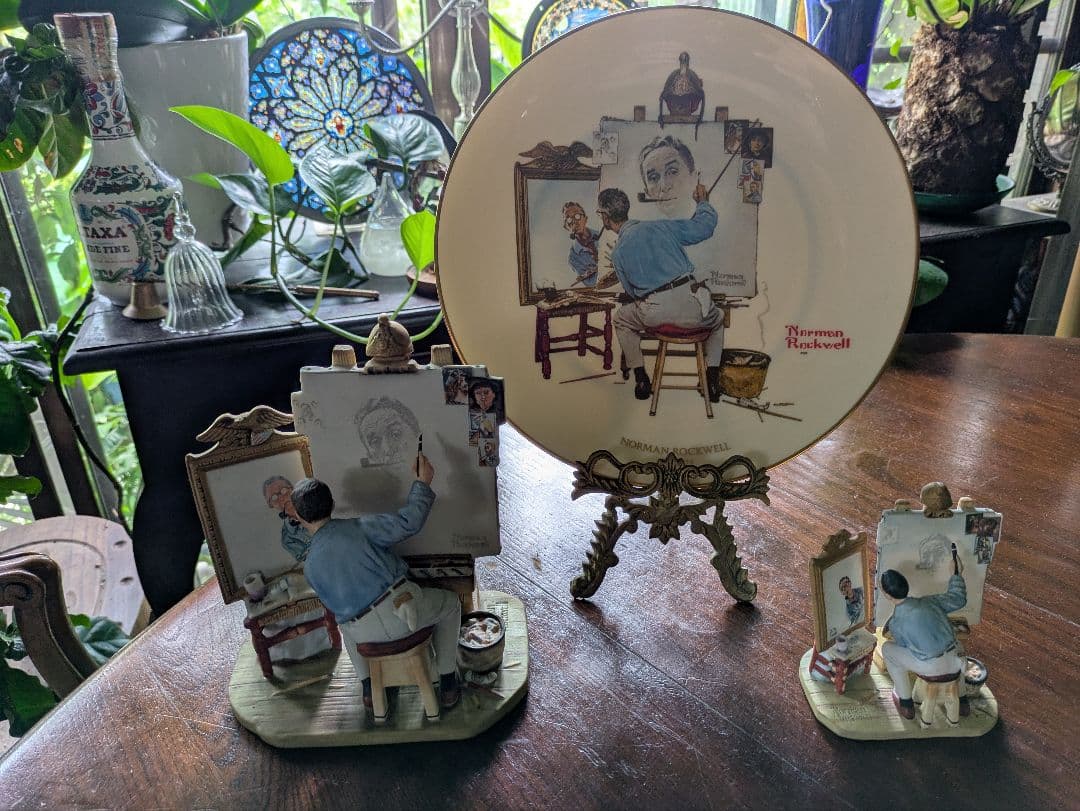 完全フルセット ノーマン・ロックウェル トリプル・セルフ・ポートレート 陶器