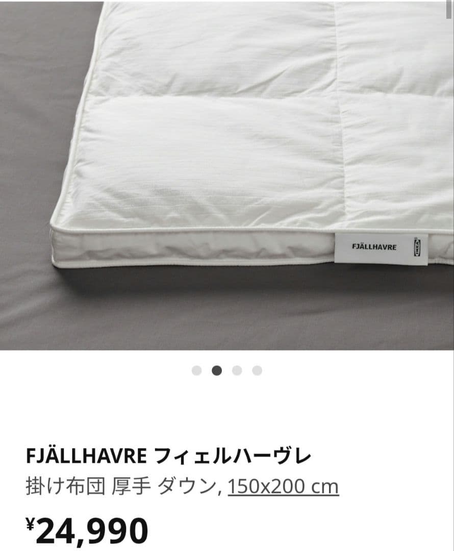 イケア　FJÄLLHAVRE フィェルハーヴレ 掛け布団 厚手 ダウン　1点