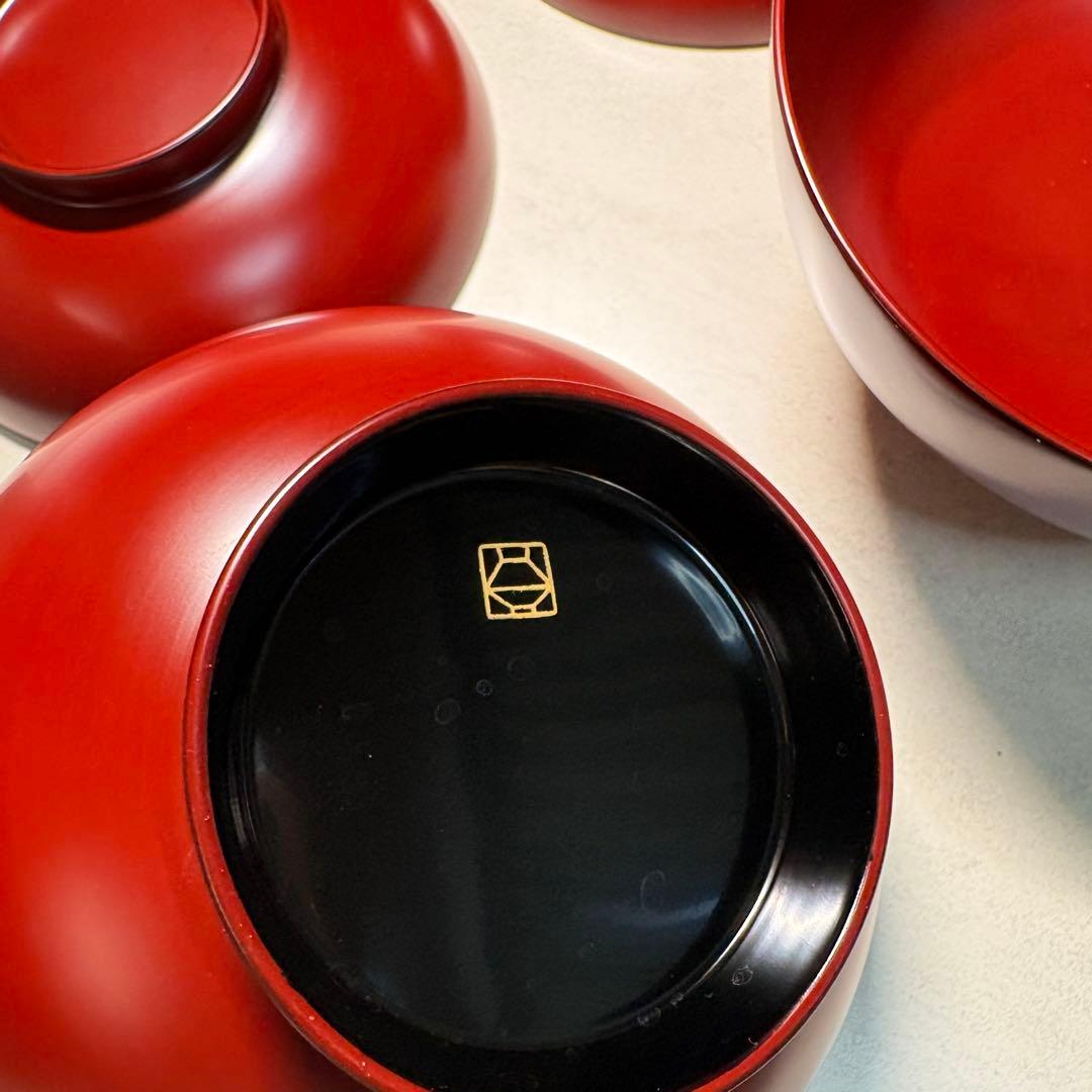 山田平安堂　古代朱　雑煮椀　二客　ペア