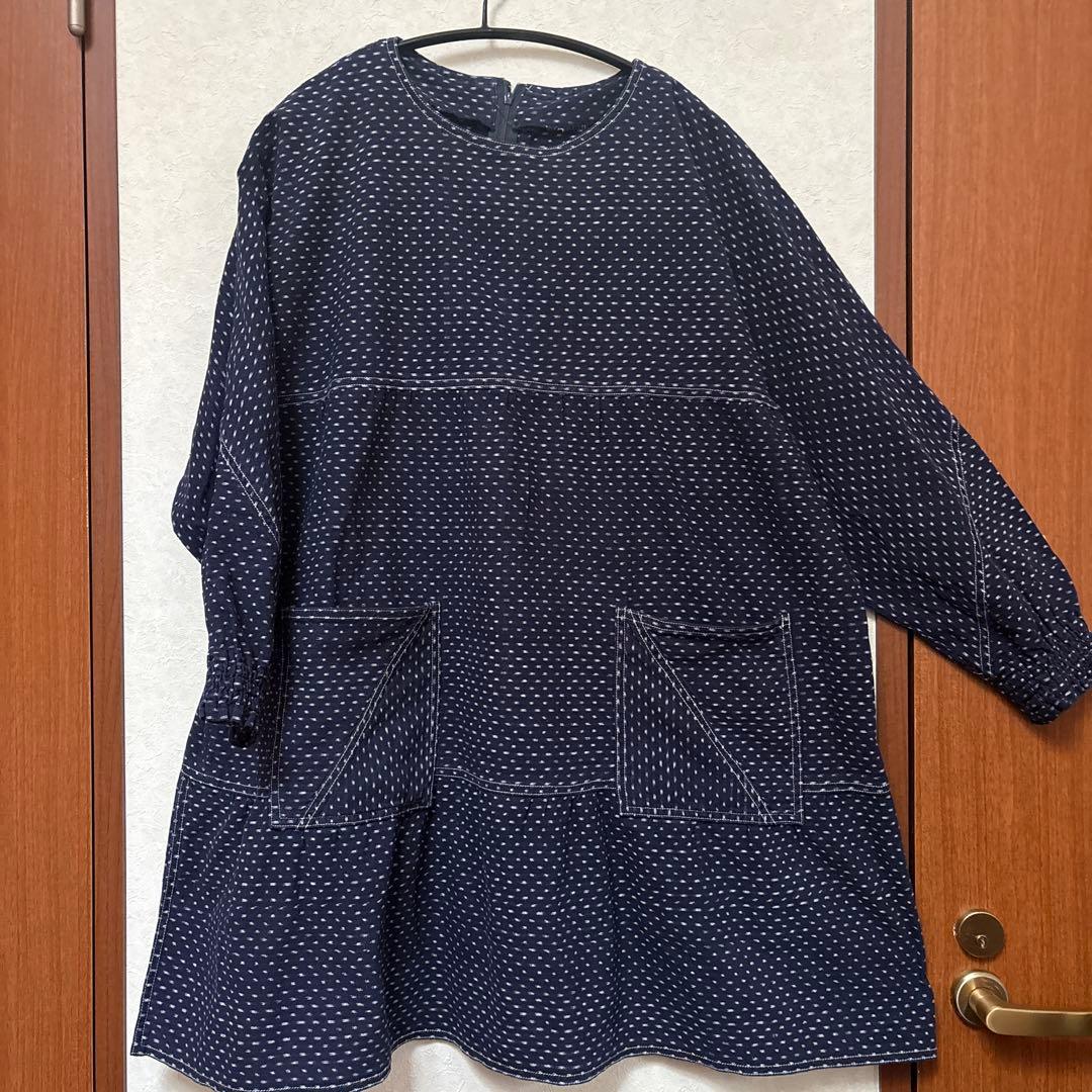 久留米絣　おおやぶ　ステッチ　切り替え　おしゃれな　チュニック