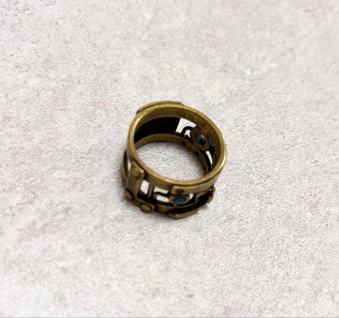 アンティーク調 スチームパンク リング ターコイズ