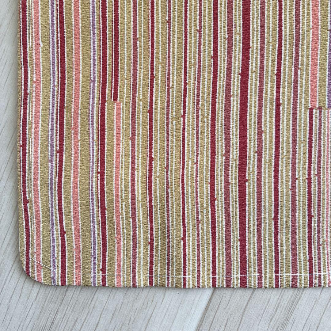 小紋　フルセット　着物　正絹　しつけ糸付き　ストライプ　温もり縞　民芸調　N2