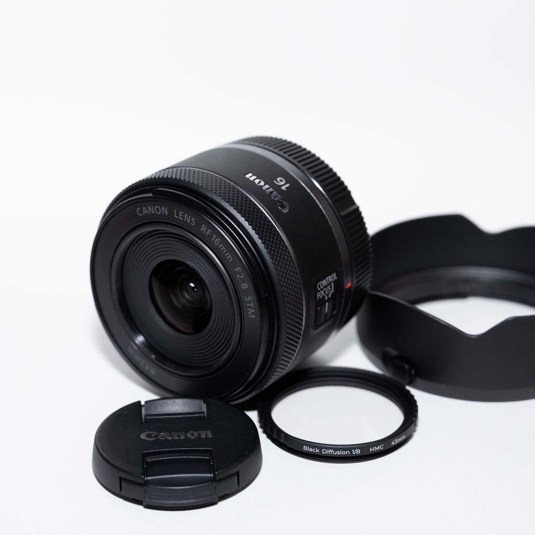 美品Canon RF16mm F2.8 STM 純正フード+フィルター付