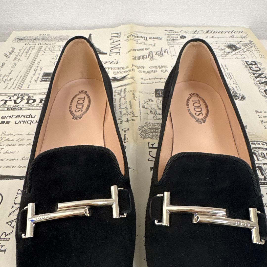 美品TOD'S ブラック スエード ローファー