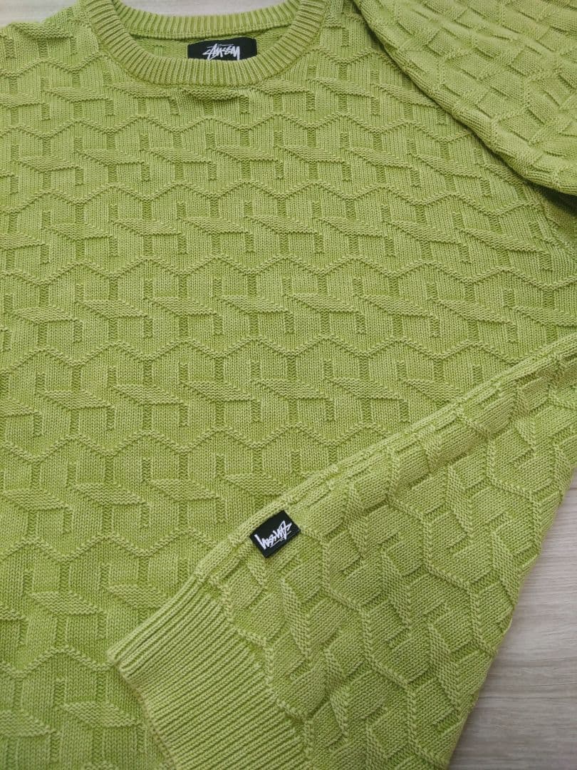 未使用 Ｌ ステューシー STRAND SWEATER セーター ライムグリーン