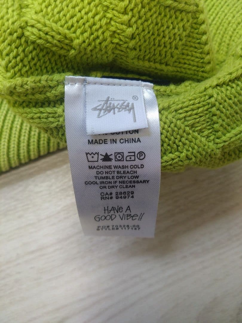 未使用 Ｌ ステューシー STRAND SWEATER セーター ライムグリーン