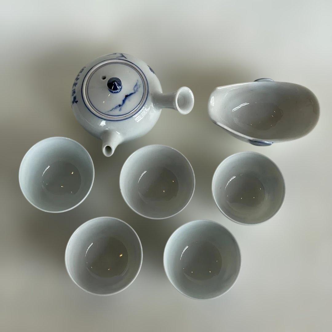 京焼 高橋 道八 華中亭 四代目 煎茶 急須 セット 染付 山水 茶道具 美品