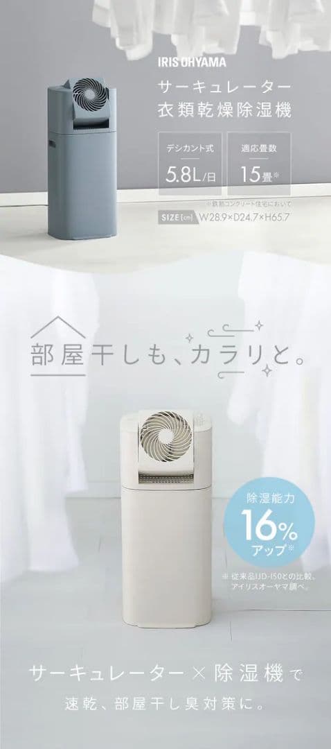 IRIS OHYAMA IJDC-P60-C サーキュレーター衣類乾燥除湿機