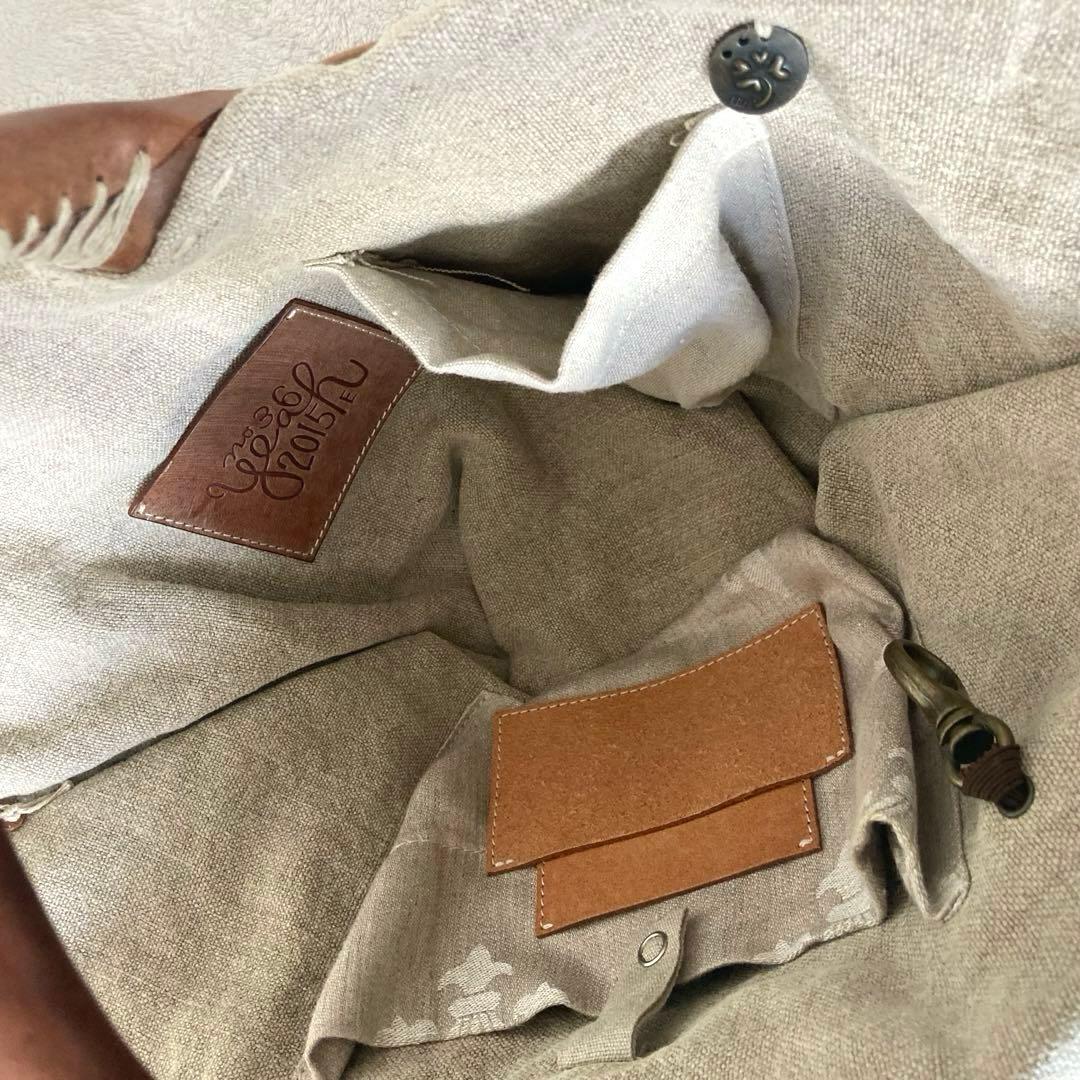 ebagos エバゴス かごバッグ ブラウン レザー 紅藤 ワンハンドル