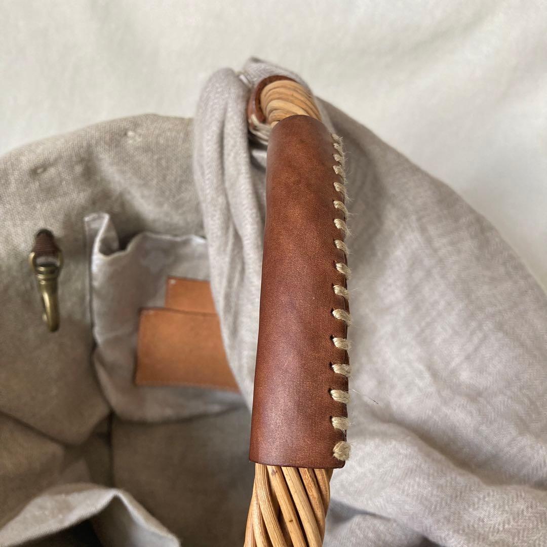 ebagos エバゴス かごバッグ ブラウン レザー 紅藤 ワンハンドル