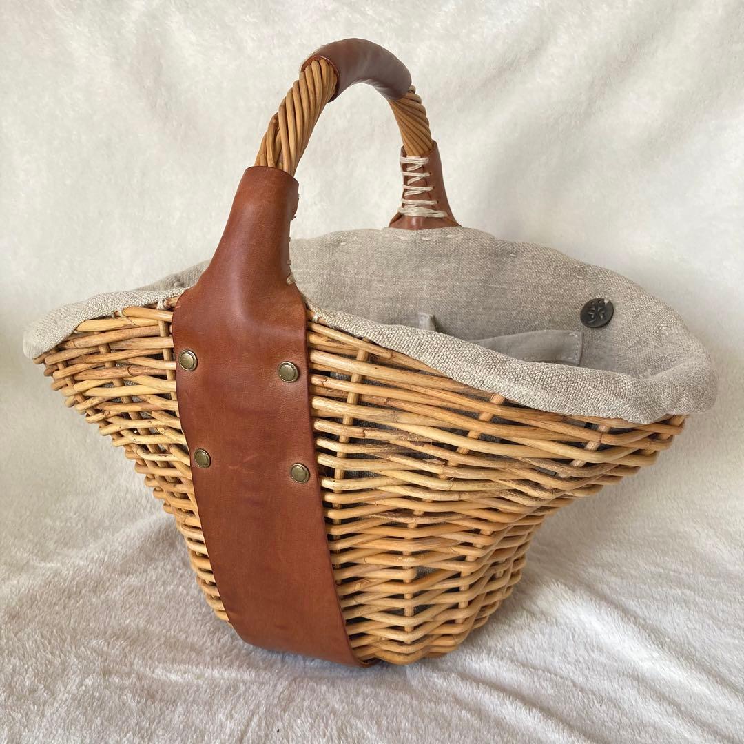 ebagos エバゴス かごバッグ ブラウン レザー 紅藤 ワンハンドル