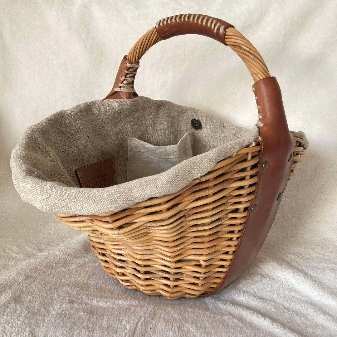 ebagos エバゴス かごバッグ ブラウン レザー 紅藤 ワンハンドル