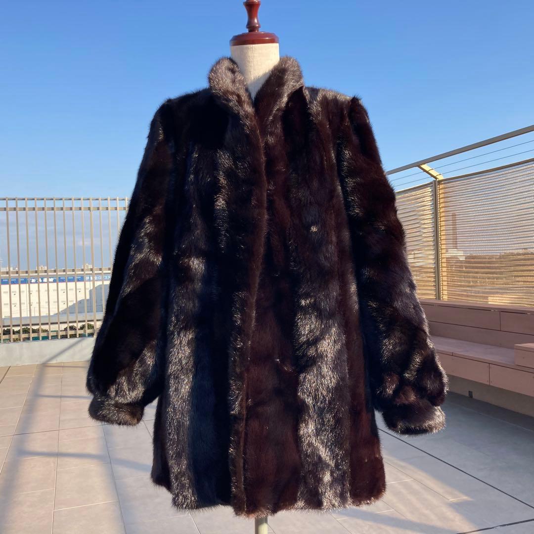 なめし◎✨美品✨サガミンク ミンクファー 毛皮 デミバフミンク 総丈83　11号