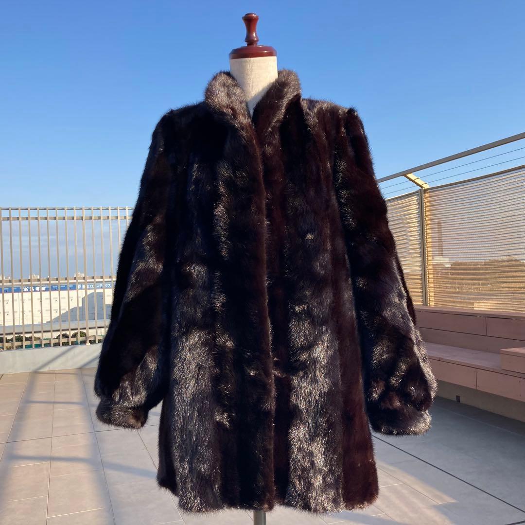 なめし◎✨美品✨サガミンク ミンクファー 毛皮 デミバフミンク 総丈83　11号