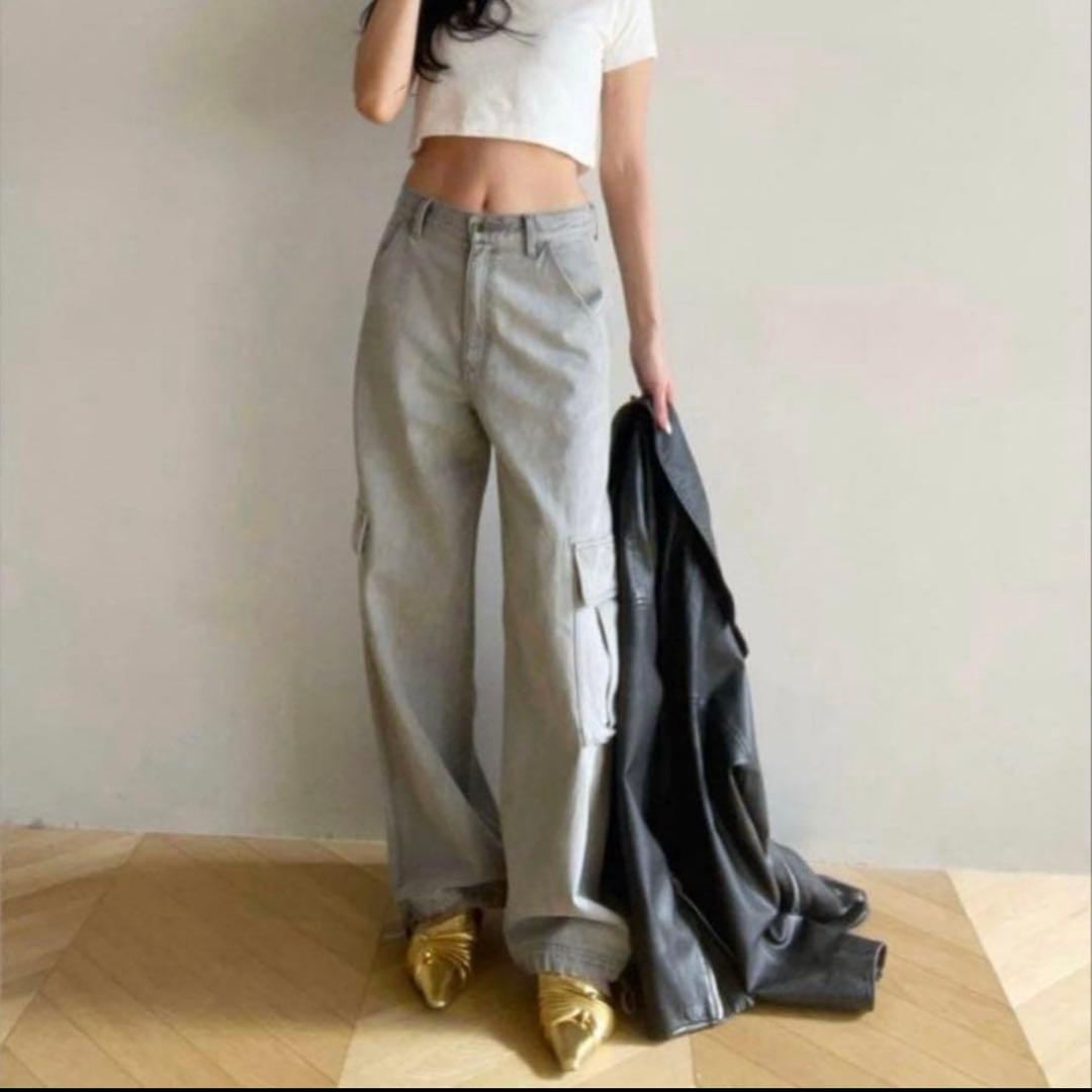 【新品】searoomlynn LOOSEカーゴデニムパンツ　グレー　即完売品