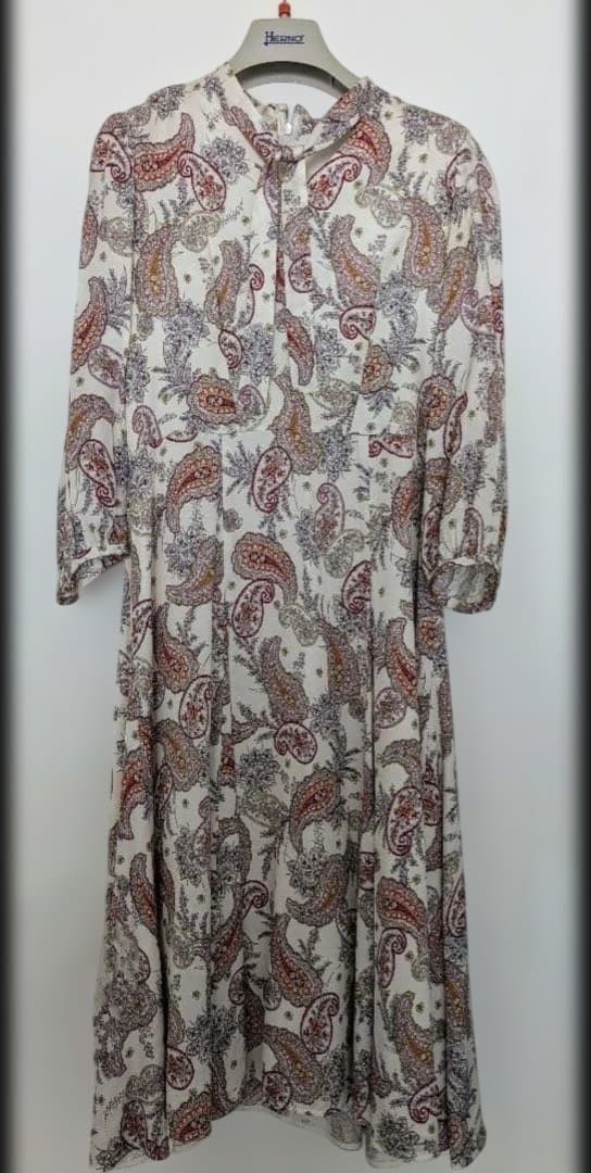 【ANAYI 】アナイ　ペイズリープリントボウタイ ワンピース