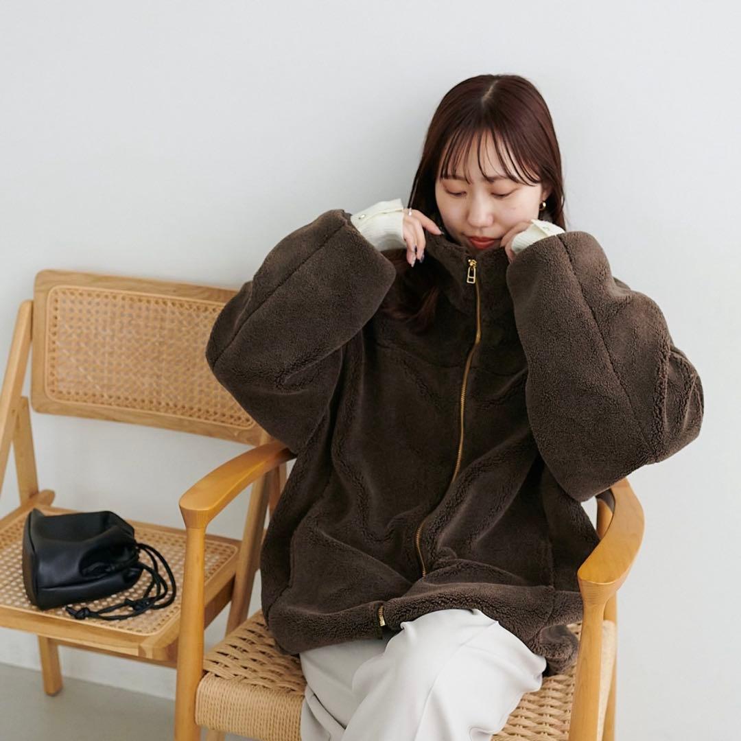 DISCOAT キレイメボアスタンドブルゾン ブラウン