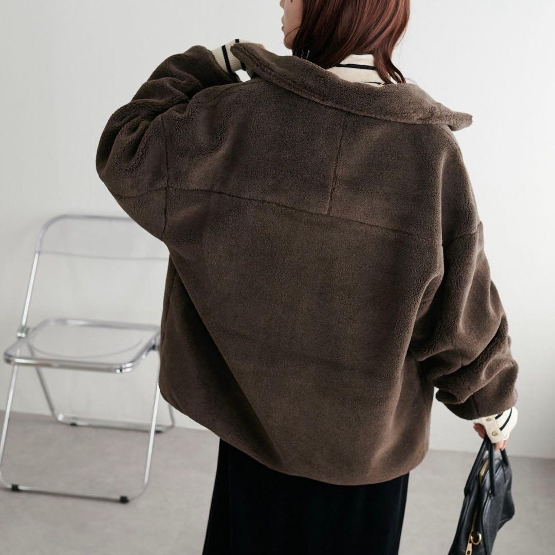 DISCOAT キレイメボアスタンドブルゾン ブラウン