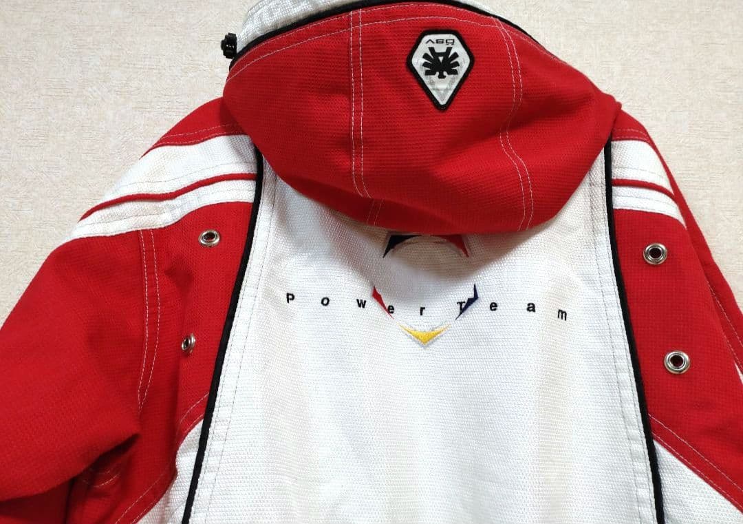 asics Power Austria スキーウェア 赤/白 フード付き