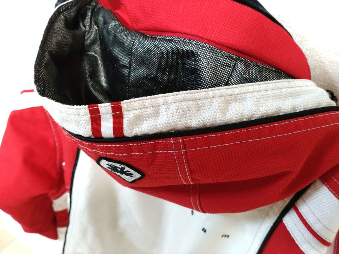 asics Power Austria スキーウェア 赤/白 フード付き